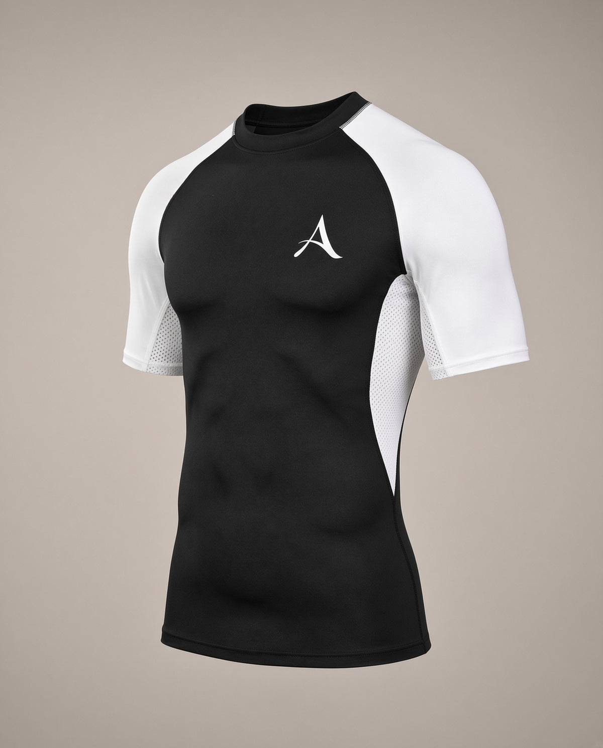 ATHERIA AXIS black and white short-sleeve compression shirt, side view