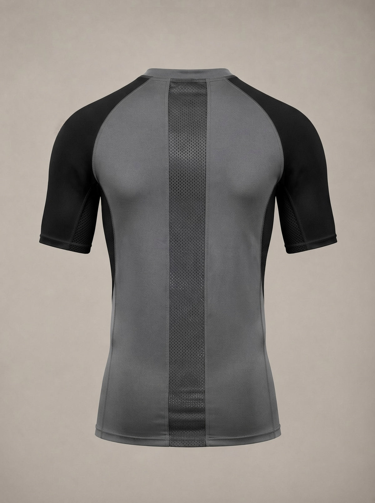 ATHERIA AXIS grey and black short-sleeve compression shirt, back view